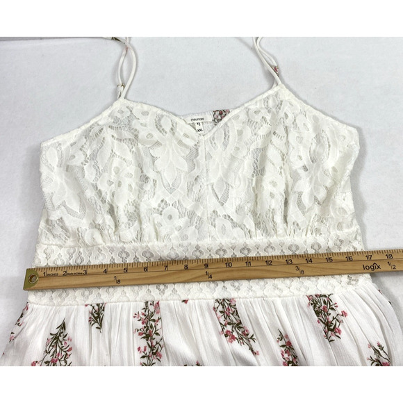 Maurices Sundress Womens XXL White Lace Pink Floral‎ Fairycore Dainty Feminine - Picture 9 of 13